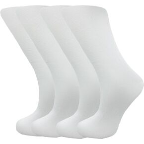 Diabetic Crew Socks for Men & Women, Premium Bamboo Non Binding Seamless, Wide - Loose Fit, 4 Pairs (6-9,9-13)