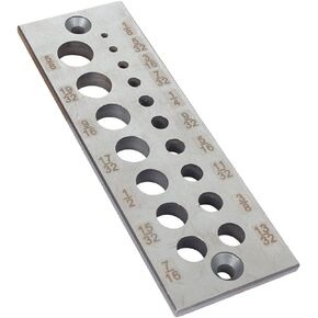 A2 Steel Dowel Plate, Steel Dowel Plate 17 Holes Dowel Maker Steel Plate with Holes from 1/8 Inch to 5/8 Inch for Woodworking, High Speed Steel Dowel Plate 17 Holes English System