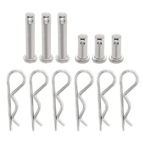 12Pcs 304 Stainless Steel M3 X 65 R Shape Cotter Pin and M8 Clevis Pin Assortment Kit, Single Hole Clevis Pin Hitch Pin Clips Cotter Hairpin Pin Fasteners for Hitch Pin Lock Systems