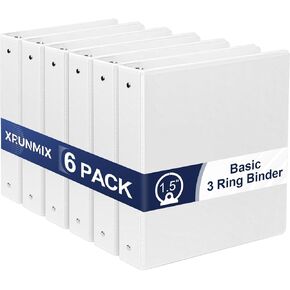 1.5-Inch 3-Ring Binder with Pockets, 1-1/2’’ Premium View Binders with Three Ring Binders Holds up to 325 Sheets US Letter Size, Bulk Pack of 6, Perfect for Home, Office, and School (1.5-inch)