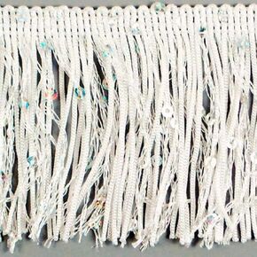 Trims by the Yard 3" Starlight Hologram Sequin Chainette Fringe White | (5 Yard Cut) Trim