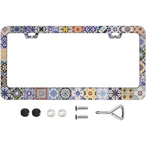 Colorful Patterns in Lisbon. Abstract Background and Texture for Design Rust-Proof Stainless Steel License Plate Cover Personalized Cover for Women Men 12.3x6.3 Inch License Plate Holder -DATANSEN