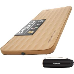 KingCamp Self Inflating Sleeping Pad Double Camping Foam Mattress 3" Thick 11 R Value Luxury 3D Sides Air Camping Pad Queen, 79"x50.4",Black
