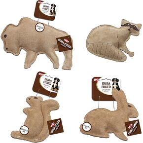 Ethical Pet Dura-Fused Buffalo, Raccoon, Squirrel, and Rabbit Leather Dog Toys (Bundle)