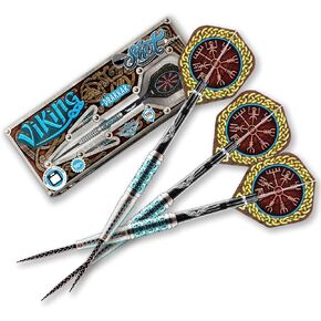 Shot Darts Steel Tip Viking Drakkar (23g/25g/27g) - 90% Tungsten Barrels, Rear Balanced with Secure Grip Handcrafted Professional Dart Set and Flights- Made in New Zealand