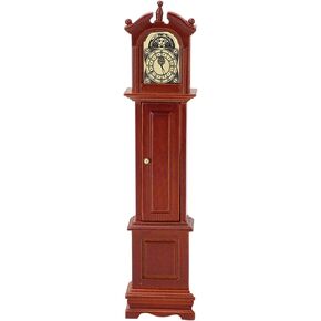 Dollhouse Clock, 1:12 Model Miniature Grandfather Clock Vintage Doll House Floor Clock Wooden Living Room Furniture Toy Doll House Accessory