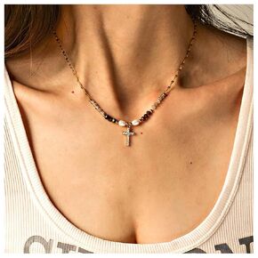 Mother's and Father's Day Gifts, Pearl Necklace for Women, Festival 18K Gold Vermeil Choker Necklace Beach Necklaces Women Handmade Jewelry for her (Pearl Necklace-A)