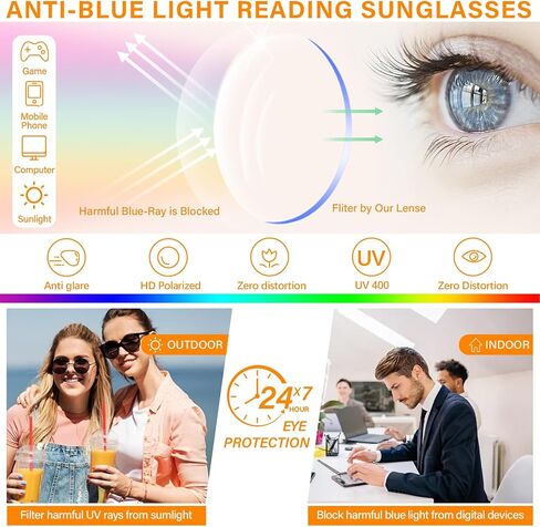 Reading Sunglasses for Women Men, Outdoor Reader Sunglasses Blue Light Blocking, UV Protection/Fully Magnified in Saudi Arabia