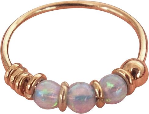 Gold Single - for ONE ear - 10mm Blue Opal Hoop Earring for Helix, Cartilage, 2nd Ear Piercing | MiYa Jewelry Handmade Gold Plated over Sterling Silver Hoop in Saudi Arabia