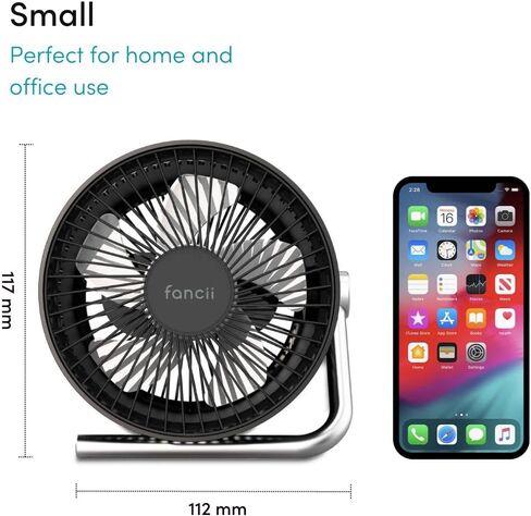 مروحة USB للمكتب الشخصي من Fancii، قابلة لإعادة الشحن - مروحة طاولة مكتب صغيرة محمولة مع شفرات توربو مزدوجة، تقنية تدوير الهواء الإعصار الهادئ، بطارية 2000 مللي أمبير في الساعة، سبج in Kuwait