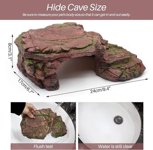 الزواحف الصخر الزيتي سكيب خطوة الحافة سلالم السلاحف الفرح منصات إخفاء كهف صخرة كبيرة لحوض السمك التنين الملتحي الحرباء السلحفاة السحالي البرمائيات بيتا الراتنج 9.5in (بني مشرق) in Kuwait