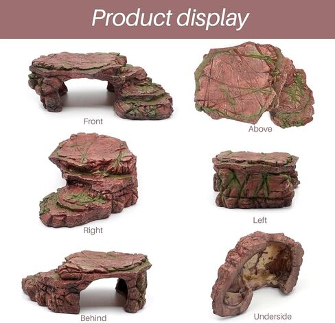 الزواحف الصخر الزيتي سكيب خطوة الحافة سلالم السلاحف الفرح منصات إخفاء كهف صخرة كبيرة لحوض السمك التنين الملتحي الحرباء السلحفاة السحالي البرمائيات بيتا الراتنج 9.5in (بني مشرق) in Kuwait