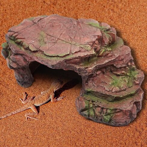 الزواحف الصخر الزيتي سكيب خطوة الحافة سلالم السلاحف الفرح منصات إخفاء كهف صخرة كبيرة لحوض السمك التنين الملتحي الحرباء السلحفاة السحالي البرمائيات بيتا الراتنج 9.5in (بني مشرق) in Kuwait
