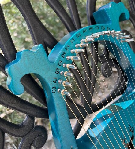Lyre Harp, Binaural Antler Lyre 16 Metal Strings Maple Saddle Mahogany Body Lyre Harp with All Accessories Included (Wood color) in Saudi Arabia