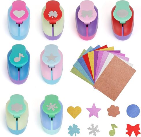 خرامة ثقب للحرف اليدوية، 8 قطع من خرامة الورق للحرف اليدوية، مستلزمات خرامة القصاصات لأشكال خرامة لصنع بطاقات الأطفال، صور DIY، مستلزمات مكتب المعلم in Kuwait