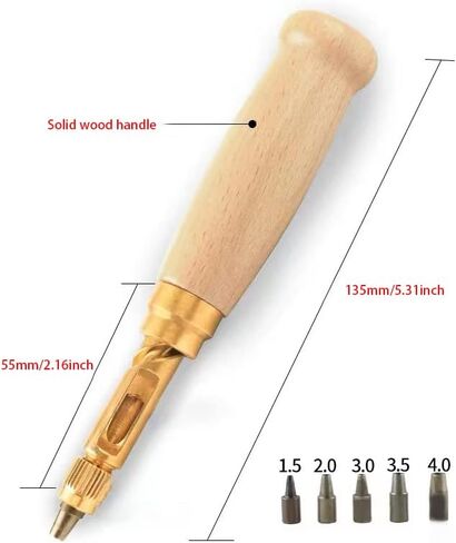 Adjustable Japanese Screw Punch Screw Hole Puncher with Wood Handle, 6 Tips Sizes in Saudi Arabia