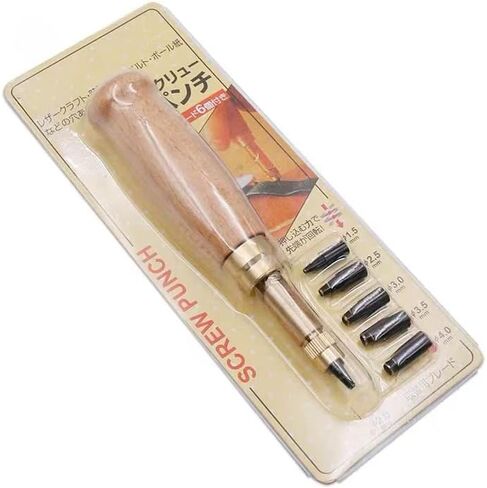 Adjustable Japanese Screw Punch Screw Hole Puncher with Wood Handle, 6 Tips Sizes in Saudi Arabia
