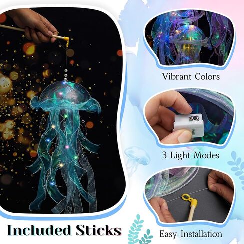 8 Pcs Jellyfish Lamp Colorful Jelly Fish Light Lamp Hanging Jellyfish Decorations LED Jellyfish Lantern for Birthday Under Sea Mermaid Wedding Baby Shower Ocean Theme Ceiling Bedroom Decor in Saudi Arabia