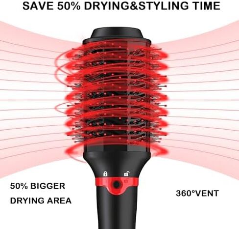 Hair Dryer Brush Blow Dryer Brush Salon Styler Hair Dryer and Volumizer with Three Interchangeable Barrels, Hot Air Brush Kit | Replacement Parts Orderable in Saudi Arabia