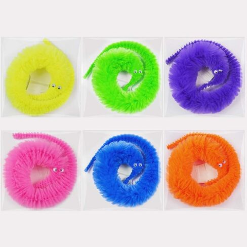 30 Pieces Mixed-Color Soft Magic Worms Toy Wiggly Jiggly Worms Twisty Fuzzy Worms on String Carnival Party Favors (30 Pack) in Saudi Arabia