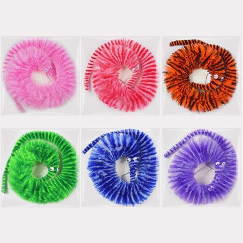 30 Pieces Mixed-Color Soft Magic Worms Toy Wiggly Jiggly Worms Twisty Fuzzy Worms on String Carnival Party Favors (30 Pack) in Saudi Arabia