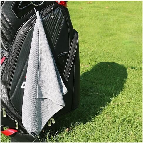 Golf Towels, Golf Towel and Brush Set, with Microfiber Waffle Design Golf Towel 16" X 24" with Hook and Loop Fastenerl and Retractable Zip-line Golf Club Brush (Blue) in Saudi Arabia