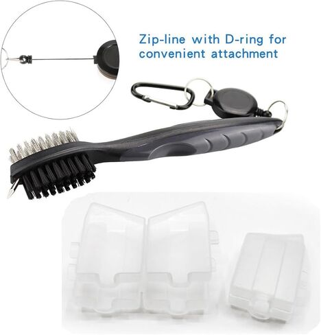 Golf Towels, Golf Towel and Brush Set, with Microfiber Waffle Design Golf Towel 16" X 24" with Hook and Loop Fastenerl and Retractable Zip-line Golf Club Brush (Blue) in Saudi Arabia