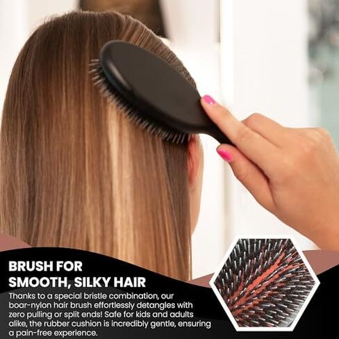 Since 1869 Hand Made In Germany - Nylon Boar Bristle Brush Suitable For Normal to Thick Hair - Gently Detangles, No Pulling or Split Ends - Softens and Improves Hair Texture, Stimulates Scalp (Small) in Saudi Arabia
