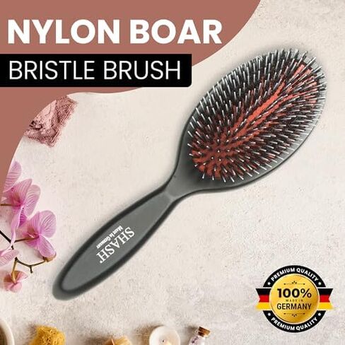 Since 1869 Hand Made In Germany - Nylon Boar Bristle Brush Suitable For Normal to Thick Hair - Gently Detangles, No Pulling or Split Ends - Softens and Improves Hair Texture, Stimulates Scalp (Small) in Saudi Arabia