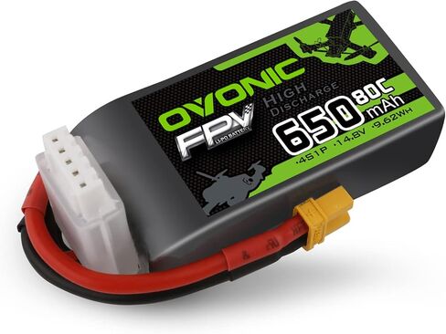 OVONIC 4s Lipo Battery 80C 650mAh 14.8V Lipo Battery with XT30 Connector for RC FPV Racing Drone Quadcopter in Saudi Arabia