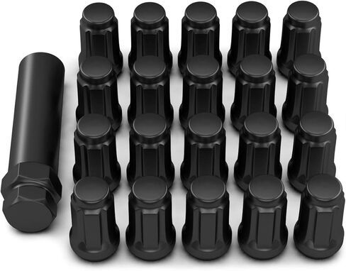 صواميل عروة A-KARCK مقاس M12 × 1.5، صواميل عروة سوداء منتفخة ذات نهاية مغلقة 20 قطعة مع مفتاح صامولة واحد، مقعد مخروطي بطول 1.38 بوصة سداسي 3/4 بوصة in Kuwait