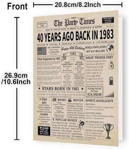 بطاقة عيد ميلاد عتيقة 40 أو هدايا للرجال والنساء، زينة عيد ميلاد سعيد 40 للرجال والنساء، أفكار هدايا فريدة من نوعها، بطاقة عيد ميلاد سعيد لمدة 40 عامًا، بطاقة تهنئة لأمي وأبي وزوجة in Kuwait