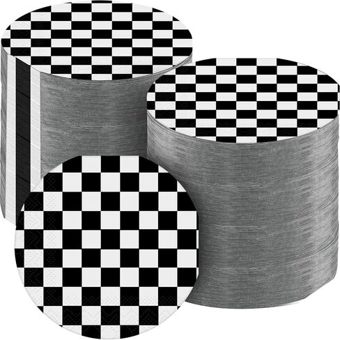 100 Pcs Black and White Checkered Napkins Round Racing Car Theme Paper Lunch Party Napkins Disposable Race Car Birthday Party Supplies for Men Boys Kids Baby Shower Party Decorations Favors in Saudi Arabia