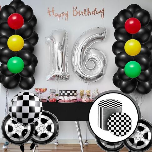 100 Pcs Black and White Checkered Napkins Round Racing Car Theme Paper Lunch Party Napkins Disposable Race Car Birthday Party Supplies for Men Boys Kids Baby Shower Party Decorations Favors in Saudi Arabia