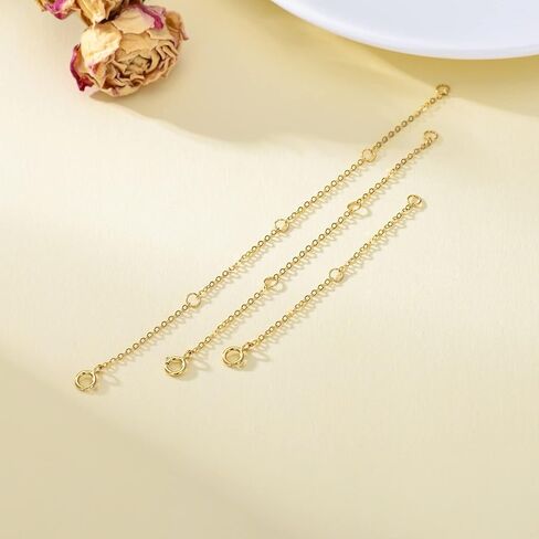 18kt Real Gold Chain Necklace Extender, 2Inch/3Inch/4Inch Delicate Durable Adjustable Gold Chain Extender for Gold Necklace Bracelet Anklet in Saudi Arabia
