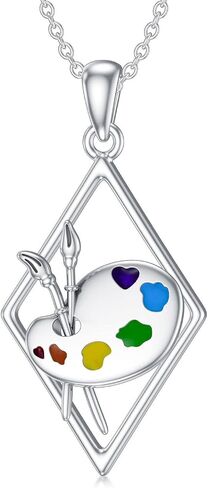PELOVNY Paint Palette and Brush Necklace 925 Sterling Silver Pigment Necklace Jewelry Gifts for Artists Painters Women in Saudi Arabia