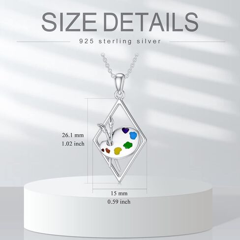 PELOVNY Paint Palette and Brush Necklace 925 Sterling Silver Pigment Necklace Jewelry Gifts for Artists Painters Women in Saudi Arabia
