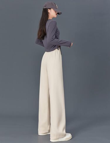 بنطال رياضي للفتيات من Kiench ذو أرجل مستقيمة وخصر عالٍ وفضفاض برباط in Kuwait