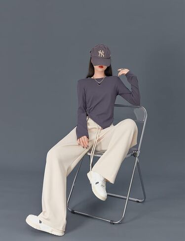 بنطال رياضي للفتيات من Kiench ذو أرجل مستقيمة وخصر عالٍ وفضفاض برباط in Kuwait