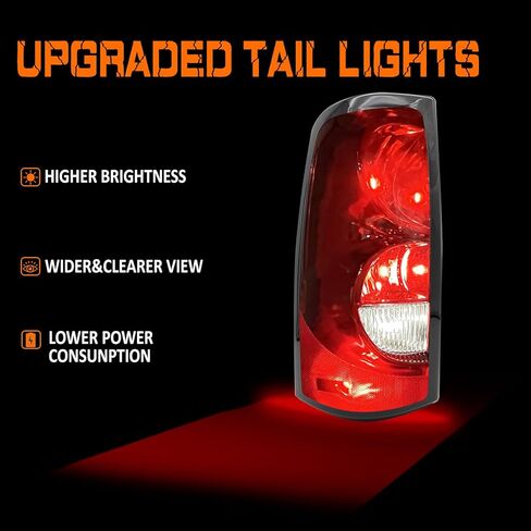 مجموعة مصابيح خلفية WILD BEAR متوافقة مع 2003 2004 2005 2006 2007 Chevy Silverado 1500 مع المصابيح وحزام الأسلاك (RH مع إطار أسود) in Kuwait