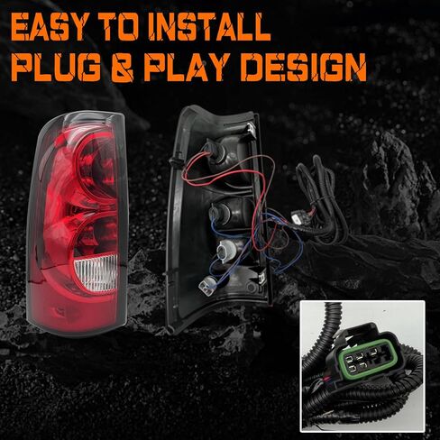 مجموعة مصابيح خلفية WILD BEAR متوافقة مع 2003 2004 2005 2006 2007 Chevy Silverado 1500 مع المصابيح وحزام الأسلاك (RH مع إطار أسود) in Kuwait