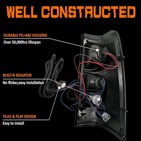 مجموعة مصابيح خلفية WILD BEAR متوافقة مع 2003 2004 2005 2006 2007 Chevy Silverado 1500 مع المصابيح وحزام الأسلاك (RH مع إطار أسود) in Kuwait