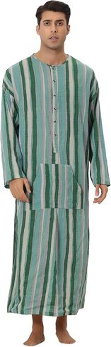 Lars Amadeus Striped Nightshirt for Men's Color Block Button Down Lounge Nightgown in Saudi Arabia