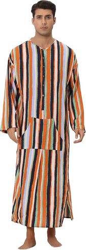 Lars Amadeus Striped Nightshirt for Men's Color Block Button Down Lounge Nightgown in Saudi Arabia