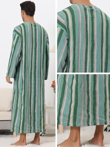 Lars Amadeus Striped Nightshirt for Men's Color Block Button Down Lounge Nightgown in Saudi Arabia