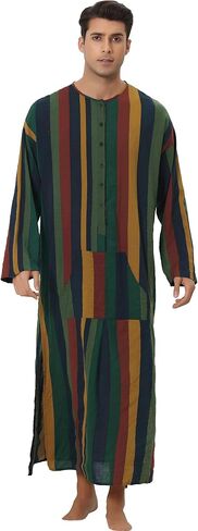 Lars Amadeus Striped Nightshirt for Men's Color Block Button Down Lounge Nightgown in Saudi Arabia