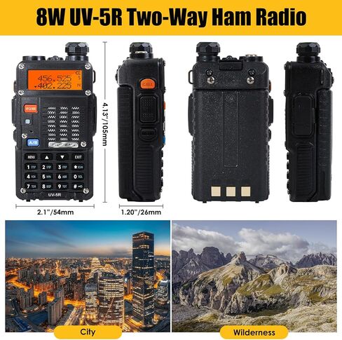 BAOFENG UV-5R Ham Radio Handheld Rechargeable, 8W BAOFENG Radio Long Range with Upgraded Earpiece for Home Working Wilderness Dual Band Two-Way Radio(2 Pack) in Saudi Arabia