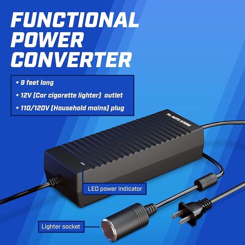 12V DC Power Converter, PI Store Adapter, 110V to 120V Transformer, 10 Amp 12V Max, FCC & CE Approved, for Car Refrigerator/Car Cigarette/Lighter/Other Car Accessories Use in Saudi Arabia