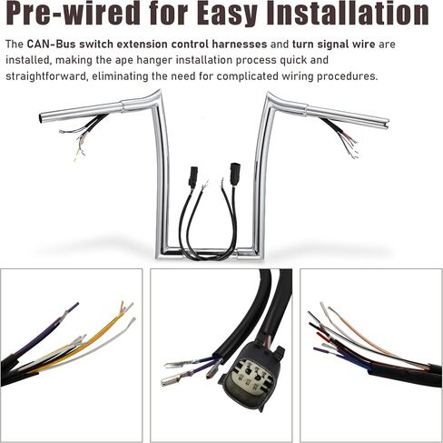 MoKitDora Sportster Dyna Softail Pre-wired Handlebar 14" Rise 1-1/4" Fat 1" Clamp Ape Hanger Meathook Bar for 2007-2013 Harley Sportster/Dyna/Softail(Except Softail Springer), Black in Saudi Arabia
