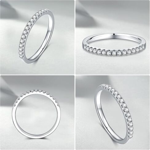 Moissanite Engagement Ring 0.33Ct Sterling Silver with 18K Gold Plated for Women, Moissanite Half Eternity Rings VVS1 Clarity D Color Wedding band in Saudi Arabia